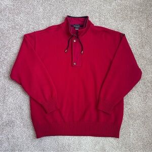 Paul & Shark Yachting Bretagne Red 100% Wool Quarter Zip Sweater Italy Mens XL